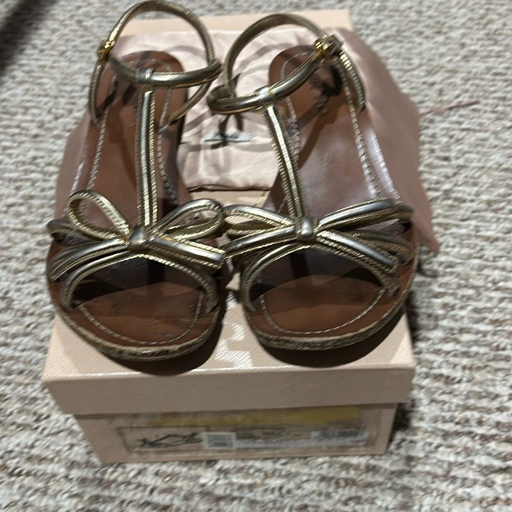 Gold Prada Bow Sandals 38.5 (8.5 US)